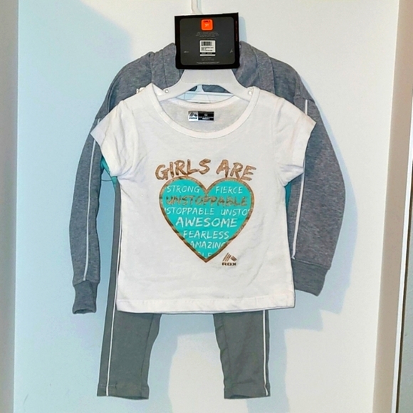 NWT RBX 3pc Fleece Tie Front Jacket, Pants, & Cotton Graphic T-Shirt  Size 3T - Picture 2 of 4